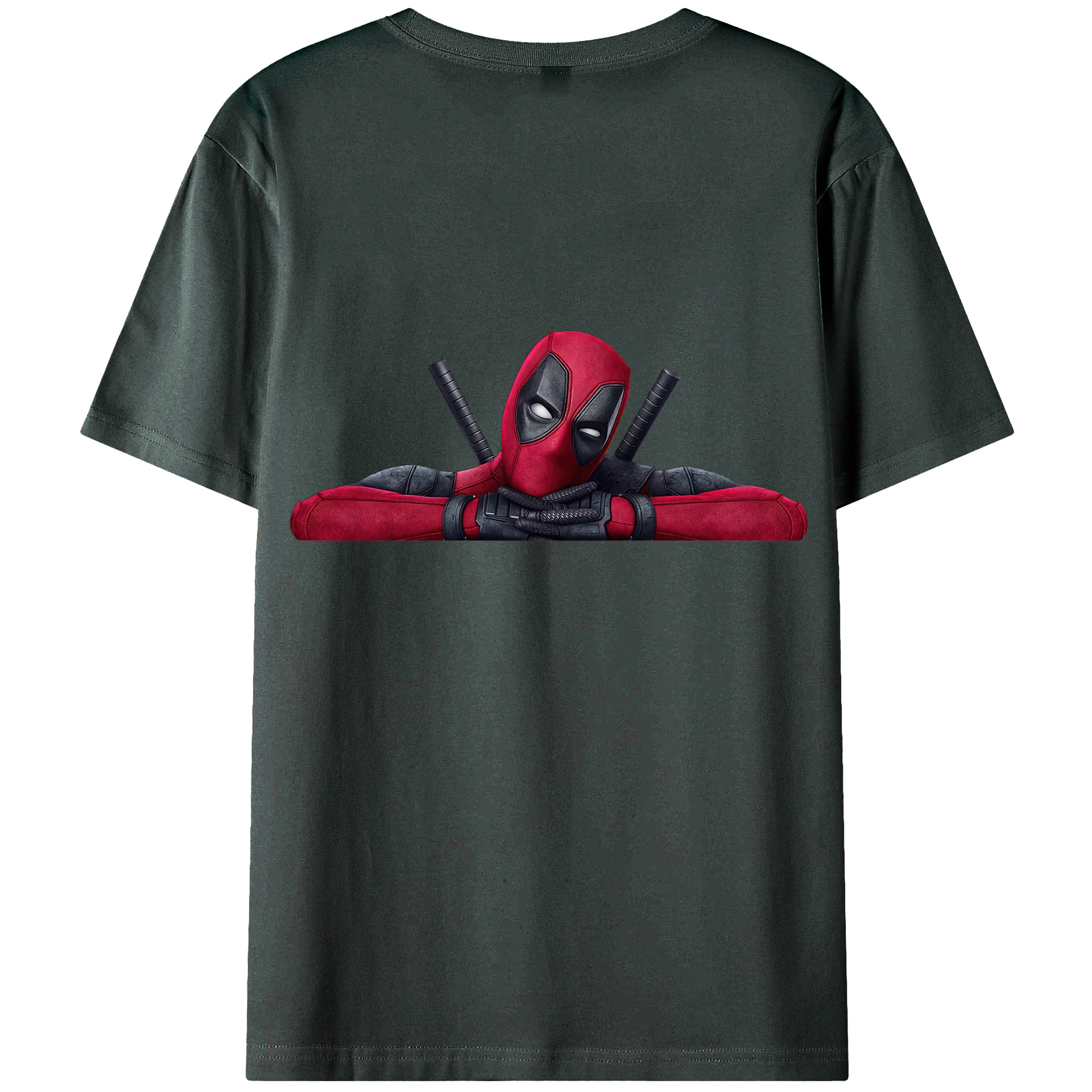 （画像用） Deadpool デッドプール 綿100％ メンズ半袖Tシャツ（バックプリント） 通気性